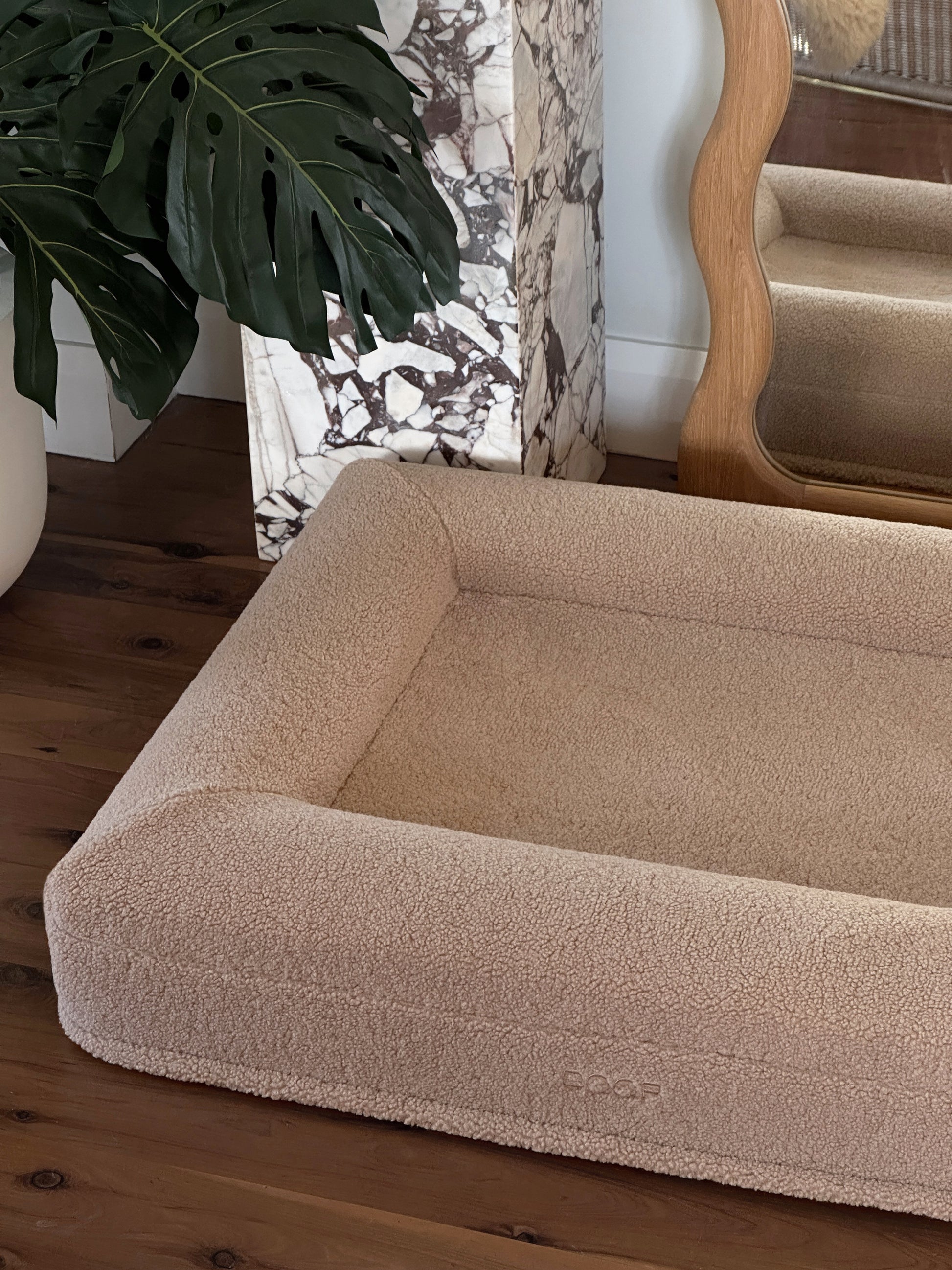 taupe sherpa teddy luxury dog bed